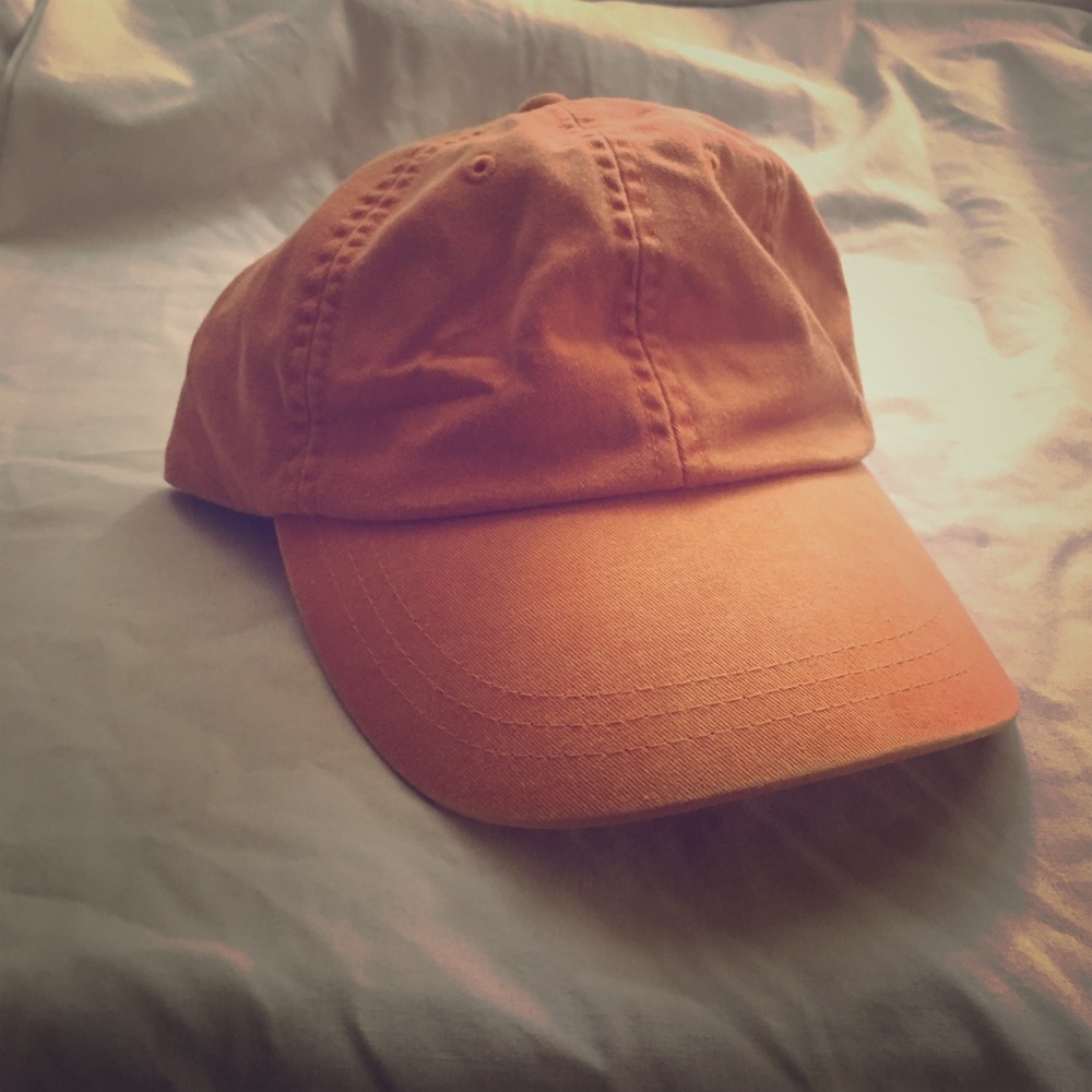 Adams Plain Orange Fashion Hat Leather Strapback